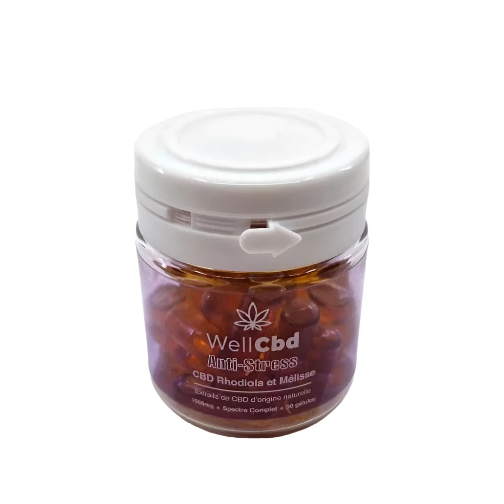 Gélule CBD anti-stress - WELL CBD - 50 mg de CBD - THC <0,30%