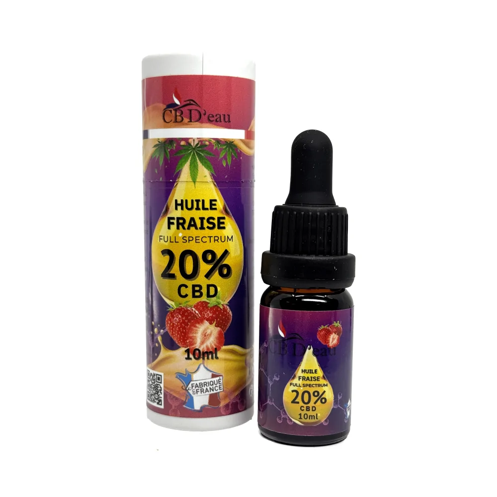 Huile CBD 20% CBD - THC < 30 % full spectrum Fraise