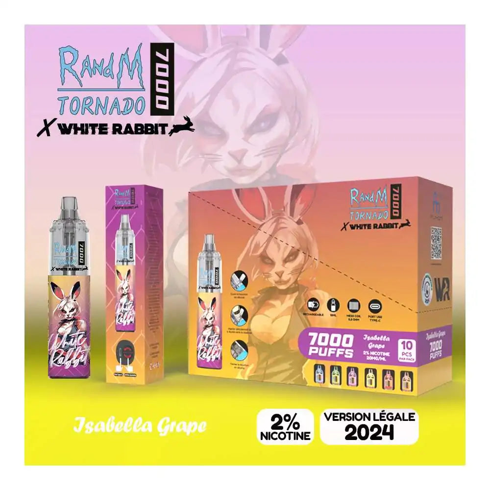 Puff Tornado 7000 Isabella Grape - raisins - 2% de Nicotine